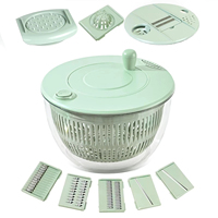 Nouveau séchoir à légumes de cuisine avec bol d'égouttage, rôtissoire manuelle en plastique pour salade et trancheuse à 5 lames