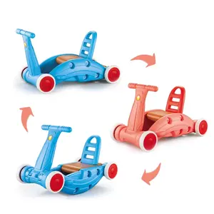 Fabrika toptan 3 In 1 plastik çocuk sürgülü sürme oyuncaklar bebek öğrenme yürüteç oyuncaklar çok fonksiyonlu sallanan araba