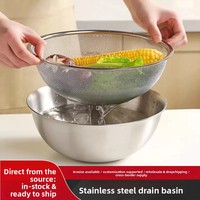 Passoire multifonctionnelle épaissie en acier inoxydable 304, lavage à la main uniquement, pour laver les légumes, les fruits, le riz, égoutter les pâtes cuites
