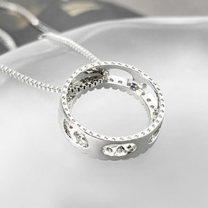 Pendentif simple en laiton en forme de cercle avec zircon plaqué or ZC - Product Image 3