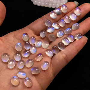 Piedras Preciosas Naturales Sueltas al por Mayor, Piedras de Cabujón de <span class=keywords><strong>Piedra</strong></span> Lunar con Destello Azul Intenso en Forma Ovalada para la Fabricación de Joyas - Product Image 1