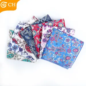 OEM ODM Fancy Design Handkerchief Good Quality Cheap Printed Floral Paisley Pocket Square Custom Men's 100%Cotton Handkerchief