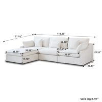 VOXHOME Sofá Seccional Modular Nube Caqui de Tela Mezcla de Chenilla y Lino para Sala de Estar de 3 4 5 6 7 Plazas