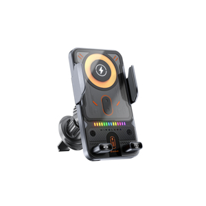 Meilleures ventes Gadget électronique <span class=keywords><strong>Cyberpunk</strong></span> Rotation automatique 15W Support de chargeur sans fil pour voiture Détection automatique avec lumière d'ambiance - Product Image 1
