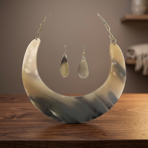 Pendientes y Collar Hechos a Mano con Cuernos de Búfalo, con Cadena, Clásicos y Únicos, Conjunto de Collar Hindú para Aniversario, Unisex - Product Image 3