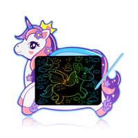 Tablette d'écriture LCD Licorne pour enfants, bloc-notes graphique de dessin animé, design mignon, portable, cadeau scolaire idéal, rose, bleu, à une touche