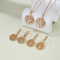Parure de bijoux plaqués or 18 carats avec zircone incrustée à la main, boucles d'oreilles et colliers pour femme – Prix abordable
