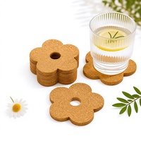 Sous-verres en liège personnalisés en forme de fleur OEM ODM, sous-verres absorbants en liège naturel, sous-verres avec logo personnalisé