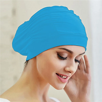 Bonnet de bain à cheveux longs unisexe pour femmes et filles bonnet de bain drapé extensible taille libre piscine sport turban élastique en nylon