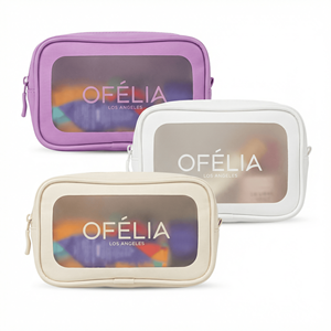 Bolsa de Cosméticos em PVC Transparente, Bolsa de Viagem Portátil para Produtos de Higiene com Logo Impresso, Estojo de Maquiagem à Prova d'Água para Mulheres - Product Image 6
