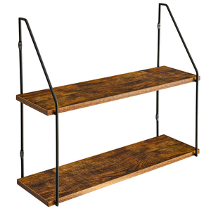 <span class=keywords><strong>Étagère</strong></span>s murales de style élégant à 2 étages, <span class=keywords><strong>bois</strong></span> et <span class=keywords><strong>métal</strong></span>, pour <span class=keywords><strong>étagère</strong></span>s de rangement dans la cuisine, le salon, la salle de bain - Product Image 1