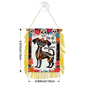 Mini-drapeaux de voiture et décorations de fenêtre à ventouse pour le Festival du Jour des Morts au Mexique - Product Image 2
