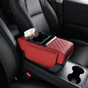 Universal Car Armrest <b>Storage</b> Box 35x19x7cm Leather Multi Functional Center Console Organizer With Cup Holder Tissue Compartment - Product Image 4