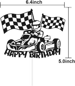 สุขสันต์วันเกิด ที่ประดับเค้กรูปรถแข่ง ธงลายตาราง ของตกแต่งเค้กธีมแข่งรถ สำหรับเด็กชาย เด็กหญิง อุปกรณ์จัดปาร์ตี้ - Product Image 4