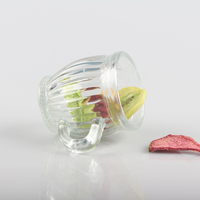 Pot en verre de qualité alimentaire avec poignée, pot à pudding en verre, tasse à café avec couvercle à vis, tasse à café emballée en carton pour le stockage des desserts de cuisine