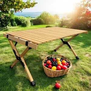 Fabrik Großhandel multifunktionaler Buchenholz-Quadrat-Camping einfacher faltbarer tragbarer Outdoor-Tisch