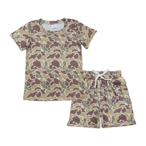 Ensemble 2 pièces décontracté pour bébé garçon, T-shirt et short en coton et élasthanne à imprimé camouflage chasse, collection Printemps-Automne, vêtements pour frères - Product Image 1