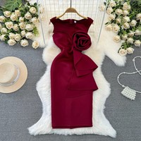 Vestidos de Boutique al por Mayor, Nueva Colección de Primavera, Vestido Ajustado para Mujer, Diseño Francés de Alta Gama, Elegante Vestido Midi Dulce de Verano para Chicas, Vestidos Formales