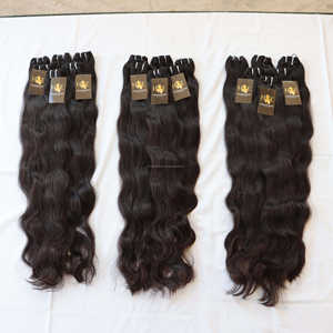 Vendedores de cabello Virgen sin procesar de un solo donador, extensiones de cabello humano indio de templo ondulado, cabello lacio virgen brasileño sin procesar con cutícula - Product Image 1