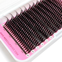 Extensions de cils préfabriquées en boîte, personnalisables, synthétiques, véganes, sans cruauté, douces, effet manga, en éventail