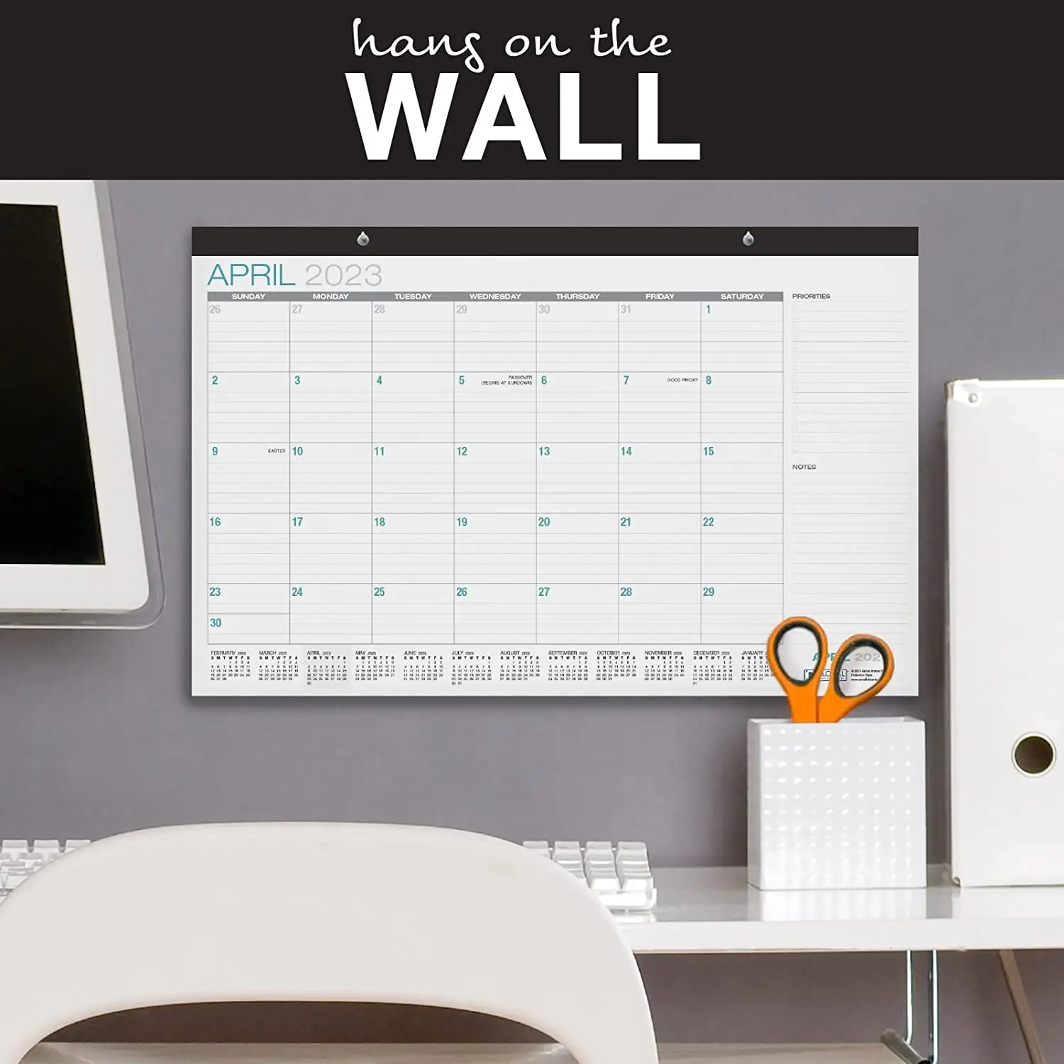 2024 nuovo Design personalizzato personalizzato scrivania Pad grande calendario da parete pianificatore annuale Agenda giornaliera blocco note