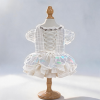 Robe de Mariage pour Chien en Satin Blanc de Luxe, Confortable, avec Dentelle et Strass Élégants, Style Corset Ajustable, Vente en Gros