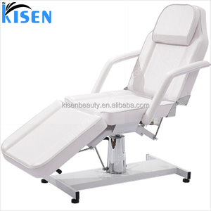 Kisen Made in China Simple White Black Leather Hydraulic Lifting Manually Adjustable <b>Backrest</b> Legrest Beauty <b>Bed</b> - Product Image 2