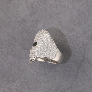 Bague Hip Hop en argent sterling S925 avec tête de squelette sertie de diamants glacés, diamant moissanite VVS pour hommes - Product Image 6