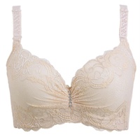 Soutien-gorge sexy en dentelle pour femme, tricoté, grande taille, fin, sans couture, à armatures, push-up, bonnet 3/4, bretelles latérales ajustables