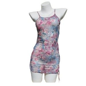 Vestido de noche de gasa translúcida con estampado de rosas románticas, cuello redondo y corte ceñido, cintura natural 093 - Product Image 5