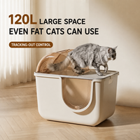 Bac à litière pour chat haut de gamme, taille extra-large, entièrement fermé, anti-éclaboussures, isolation des odeurs, design surélevé, carré, en plastique PP