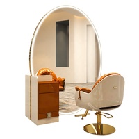 Station de coiffure de luxe pour salon de barbier, miroirs modernes pour salon de coiffure, postes de coiffage avec armoire de rangement