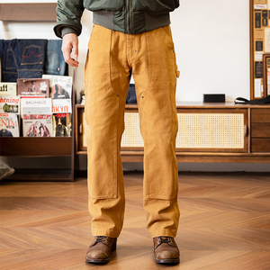 <span class=keywords><strong>Pantaloni</strong></span> da lavoro cargo da <span class=keywords><strong>uomo</strong></span> in cotone vintage da 12 once, stile streetwear, vestibilità rilassata, in tela pesante, con doppia ginocchiera, modello carpentiere - Product Image 1