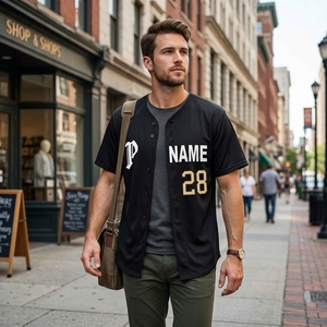 Op maat gemaakt honkbalshirt Klassiek ontwerp met omtrekontwerp Stad van de broederlijke liefde Honkbaluitrusting Rood Wit Marineblauw Teamkleding Snelle verzending - Product Image 1