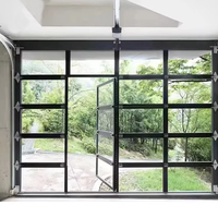 Porte de garage sectionnelle en aluminium et verre, transparente, à vue complète, pliable, pour cour et entrée commerciale