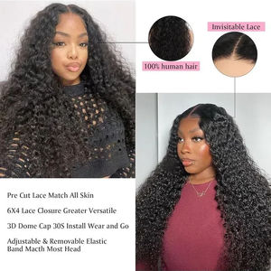 Perruque indienne en dentelle prédécoupée avec cuticules alignées <span class=keywords><strong>cheveux</strong></span> 180% 200% densité lâche profonde sans colle perruques en dentelle <span class=keywords><strong>cheveux</strong></span> humains - Product Image 4