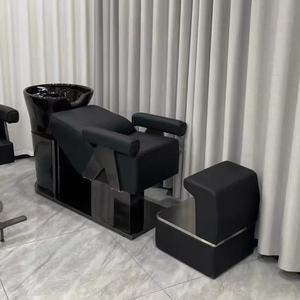Sillón de lavado de pelo semi-reclinable de cuero sintético, de alta gama y diseño sencillo, especial para barberías y salones de belleza, popular en redes, directo de fábrica. - Product Image 4