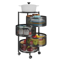 Chariot de stockage de cuisine robuste en métal support rotatif de légumes fruits avec roues