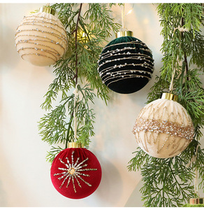 Luxury Velvet Christmas Ornament <b>Gift</b> Set High Quality 4 Assorted Colors Glitter Design Baubles in Black <b>Box</b> for Holiday Gifting - Product Image 3