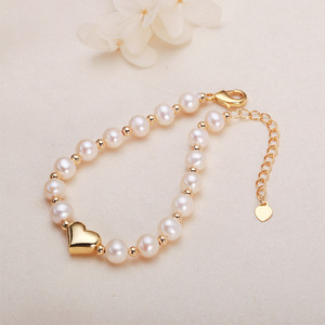 Manufacturer's Direct Supply Zhuji 6mm Heart-Shape Freshwater Jewelry Handmade Simple Temperament Fashion <b>Charm</b> <b>Bracelets</b> - Product Image 2