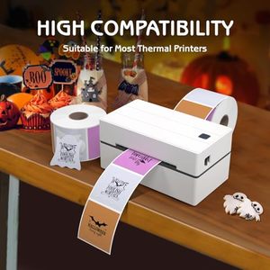 Etiquetas de papel kraft para Halloween, forma irregular, autoadhesivas, ecológicas, para regalos y manualidades, impresión digital, 3 en rollo - Product Image 5