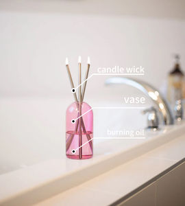 Candele a Olio Eterne per Arredamento Casa <span class=keywords><strong>in</strong></span> <span class=keywords><strong>Vaso</strong></span> di Vetro Minerale Senza Fumo Senza Fusione Senza Gocciolamento Motivo Bastoncino e Frutta per Diwali - Product Image 6