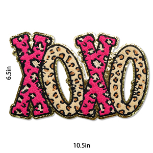 Bordado personalizado Día de San Valentín brillo carta Hey Sugar Logo parche hierro en Chenille parches para ropa - Product Image 3