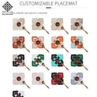 Vente en gros de sets de table en PVC tissé imitation cuir, résistants à la chaleur, faciles à nettoyer, pour la cuisine