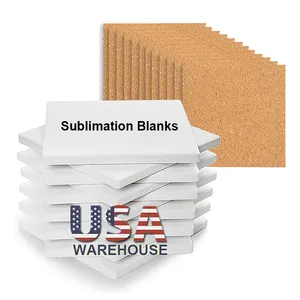 USA Warehouse Wholesale Bulk 4" Round Square DIY Custom Absorbent White Blanks Sublimation Ceramic Tile Coaster With Cork Back