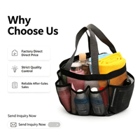 Panier de Douche en Maille PVC BSCI avec Poignée, Séchage Rapide, Sac de Voyage Portable pour Cosmétiques et Articles de Toilette