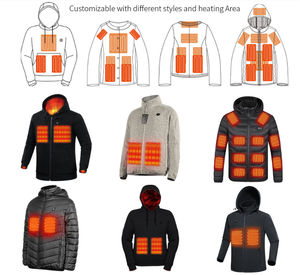 Ensemble de vestes chauffantes d'hiver pour hommes et femmes, batterie rechargeable, fermeture éclair à trois vitesses de réglage de la température - Product Image 3