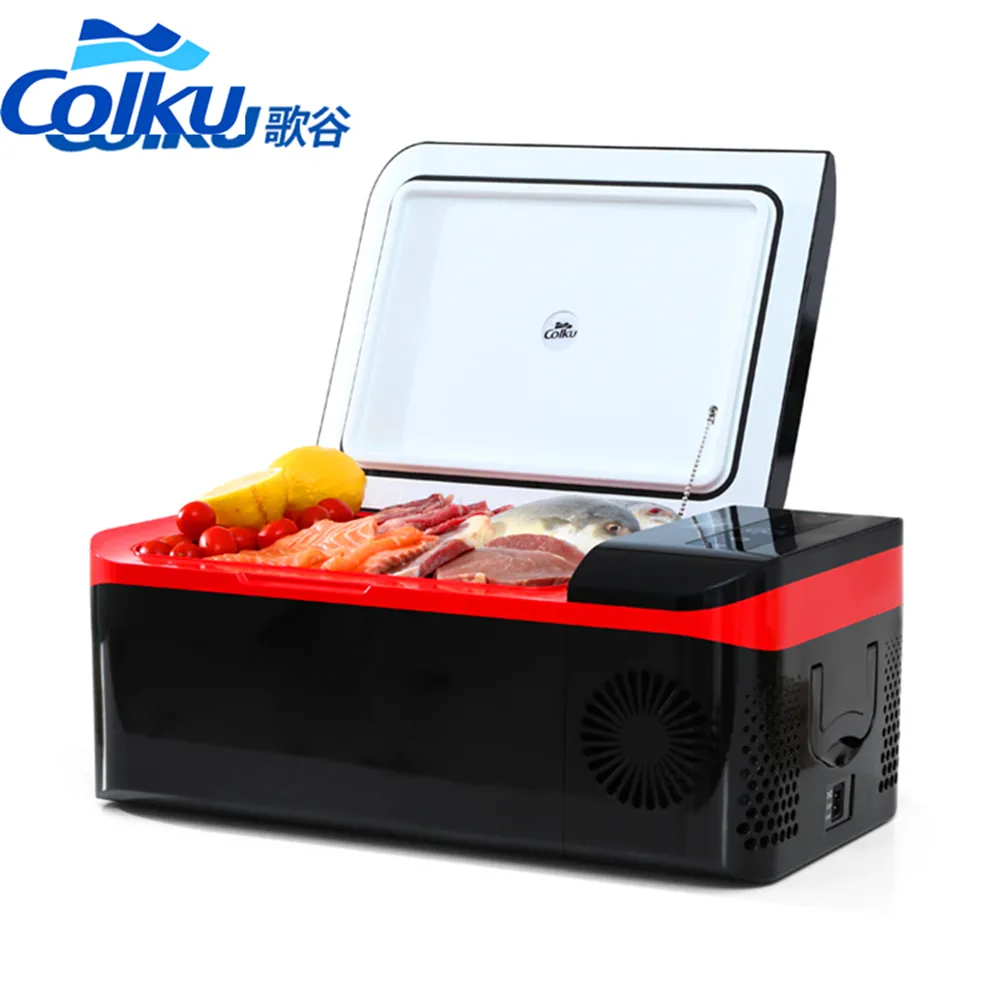 2022 tampo da mesa mini carro geladeira geladeira 12v preto e vermelho inteligente pequena geladeira portátil com cabo de alimentação CC para camping