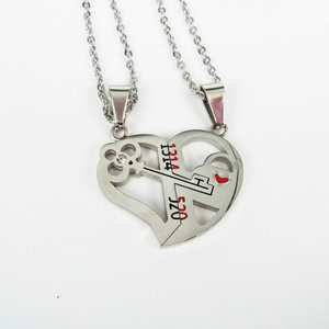 Stainless Steel Heart Key Couple <b>Necklace</b> Set | Romantic <b>Matching</b> Pendant Jewelry for Him and Her | Valentine's Day Couple Gift - Product Image 3