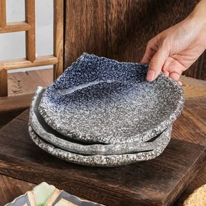 Assiette à dîner <span class=keywords><strong>en</strong></span> céramique irrégulière Offre Spéciale <span class=keywords><strong>plat</strong></span> <span class=keywords><strong>en</strong></span> pierre de porcelaine rétro pour Restaurant hôtel assiette <span class=keywords><strong>en</strong></span> <span class=keywords><strong>ardoise</strong></span> mate assiettes de restauration à steak - Product Image 4